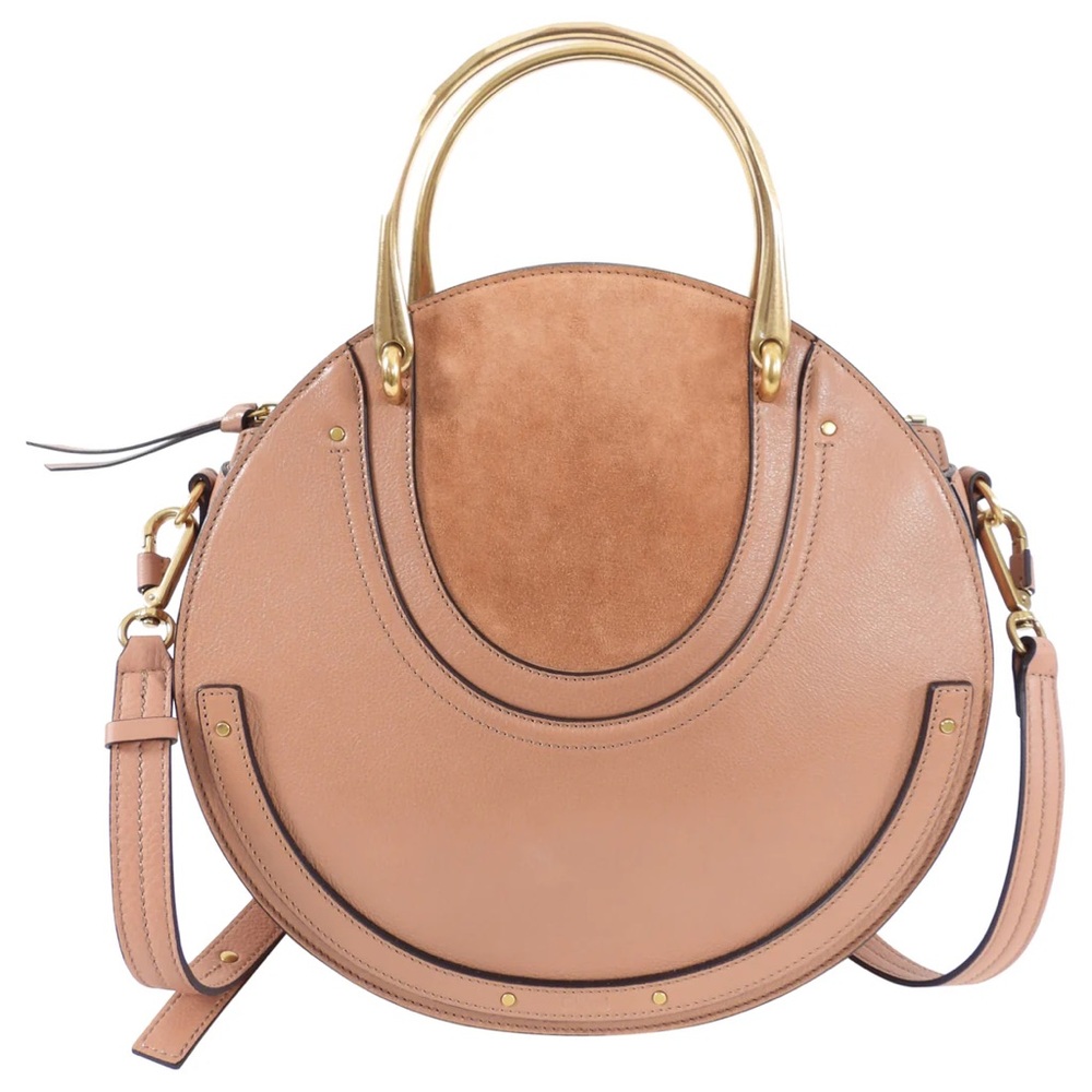 Chloe Brown Leather Crossbody Bag with Gold Accents